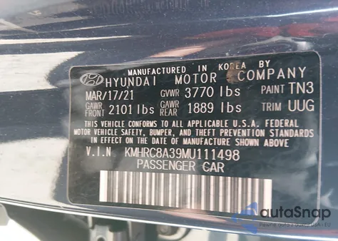 2021 Hyundai Venue Denim z USA, uszkodzony, nr VIN KMHRC8A39MU111498